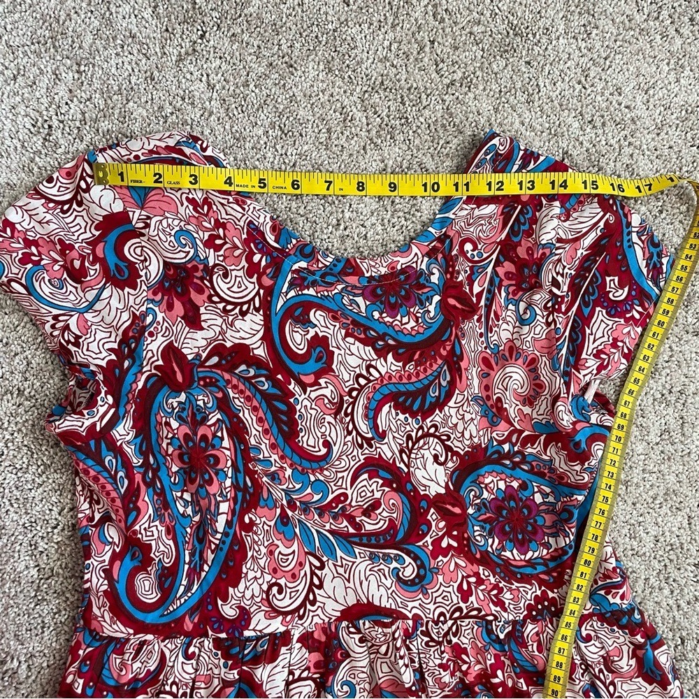 Soft Surroundings Red Blue Paisley Tiered Viscose Maxi Dress Small - Picture 13 of 14